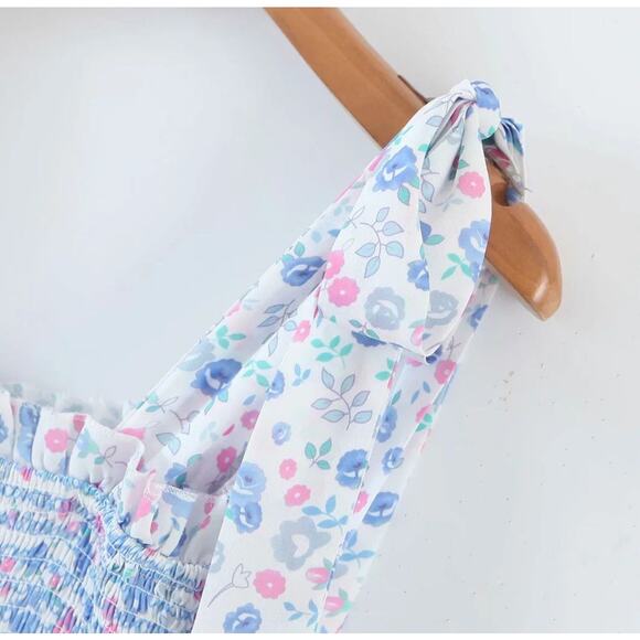 Yvonne & Love Boho Shoulder Tie Cottage Farm Western Robyn Coquette Ruffle Dress - Picture 4 of 10